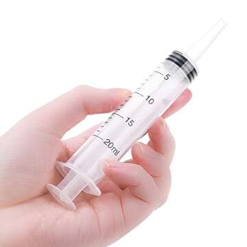 20 Pack 20ml Plastic Syringes with Covers, Large Catheter Tip Syringes Individually Sealed for Scientific Labs, Measuring, Lipgloss, Dispensing, Watering, Refilling, Multiple Uses