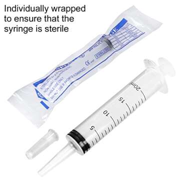 20 Pack 20ml Plastic Syringes with Covers, Large Catheter Tip Syringes Individually Sealed for Scientific Labs, Measuring, Lipgloss, Dispensing, Watering, Refilling, Multiple Uses