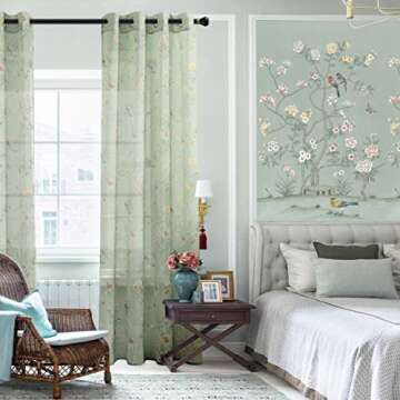 XTMYI Cute Retro Curtains for Bedroom Dining Room,Nature Cottage Core Cottagecore Decor Sheer Decora...