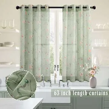 XTMYI Nature Cottage Core Sheer Curtains for Home