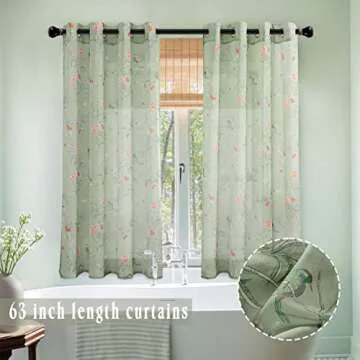 XTMYI Nature Cottage Core Sheer Curtains for Home