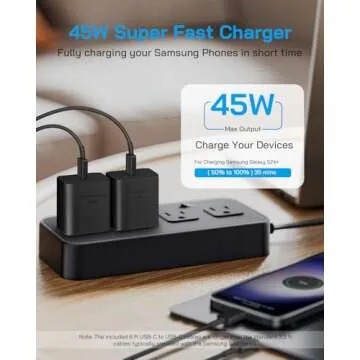 2 Pack USB C Charger Block for 45W Samsung Charger Type C Fast Charging with 6 FT Type C to C Cable Compatible with Galaxy S24 Ultra/S24+/S24/ S23 Ultra/S23/S23+/S22 Ultra/S22+/S21