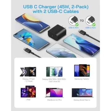 2 Pack USB C Charger Block for 45W Samsung Charger Type C Fast Charging with 6 FT Type C to C Cable Compatible with Galaxy S24 Ultra/S24+/S24/ S23 Ultra/S23/S23+/S22 Ultra/S22+/S21