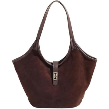 TYATVS Brown Suede Tote Bag for Women - Trendy, Spacious Hobo Handbag for Everyday Use