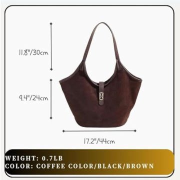 TYATVS Brown Suede Tote Bag for Women, Stylish Hobo Bag
