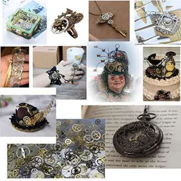 Aokbean 150 Gram Assorted Steampunk Gears Vintage Mixed Color Metal Charms Jewelry Making Resin Charms Cog Watch Wheel Steam Punk Halloween Party (Mixed Color)