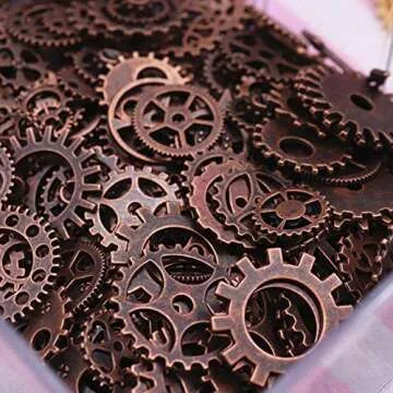 Aokbean 150 Gram Assorted Steampunk Gears Vintage Mixed Color Metal Charms Jewelry Making Resin Charms Cog Watch Wheel Steam Punk Halloween Party (Mixed Color)