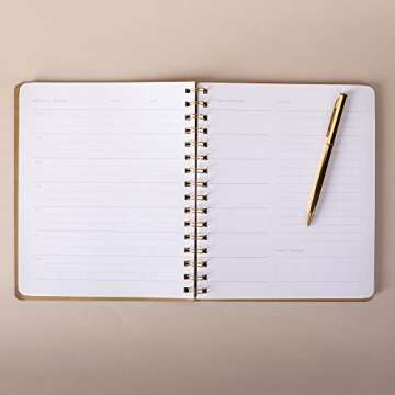 Fringe Studio "STANDARD COGNAC" NON-DATED WEEKLY PLANNER, 7" X 8.375", VEGAN LEATHER COVER, 160 PAGES, Signature Edition Collection (878003)