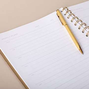 Fringe Studio "STANDARD COGNAC" NON-DATED WEEKLY PLANNER, 7" X 8.375", VEGAN LEATHER COVER, 160 PAGES, Signature Edition Collection (878003)