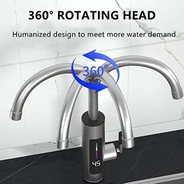 110V Tankless Heating Faucet Hot Water Heater Faucet Instant Electric Kitchen Bathroom Fast Heating ...