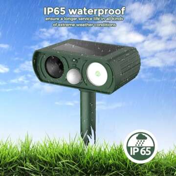 Upgraded Solar Ultrasonic Animal Repellent Outdoor - Deterrent for Your Garden