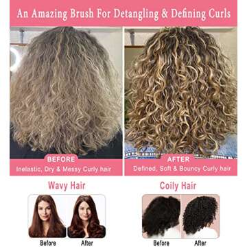 KTKUDY Curl Defining and Shaping Brush - 9 Rows for Thick, Wavy, or Curly Hair (Pink)