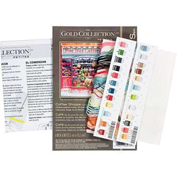 Dimensions Gold Collection Small Counted Cross Stitch Kit, 'Coffee Shoppe', 18 Count White Aida Cloth, 6'' x 6'', Black