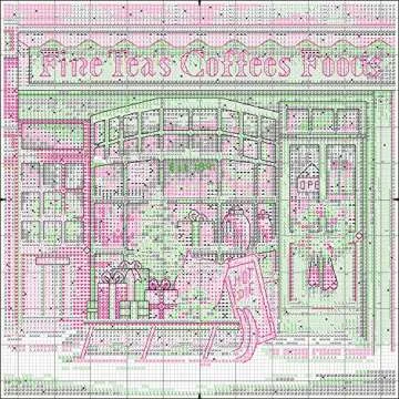 Dimensions Gold Collection Small Counted Cross Stitch Kit, 'Coffee Shoppe', 18 Count White Aida Cloth, 6'' x 6'', Black