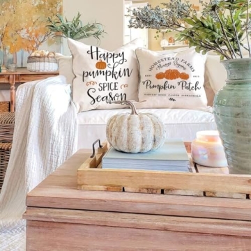 AENEY Fall Decor Pillow Covers 18x18 inch Set of 4 Fall Decorations Truck Pumpkin Patch Leaves Throw Pillows for Fall Thanksgiving Farmhouse Decorative Pillows A249