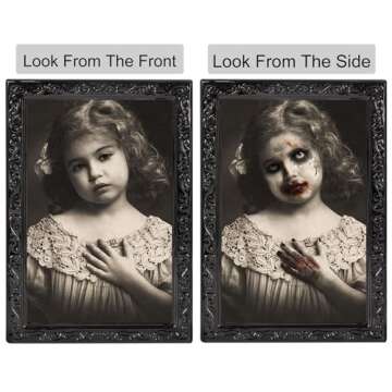 Halloween Decorations Indoor Scary Wall Decor, 3Pack 3D Changing Face Moving Picture Frames Portrait...