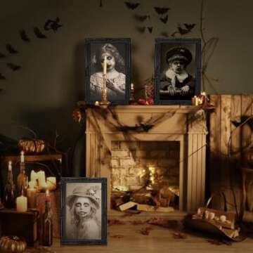 Halloween Decorations Indoor Scary Wall Decor, 3Pack 3D Changing Face Moving Picture Frames Portrait, Gothic Horror Poster Castle Haunted House Mansion Decor Decoration Party Supplies