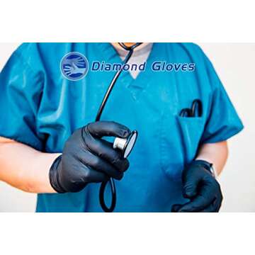 Diamond Gloves Black Advance Nitrile Examination Powder Free Gloves, Black, 6.3 mil, Heavy Duty, Medical Grade, 100/box