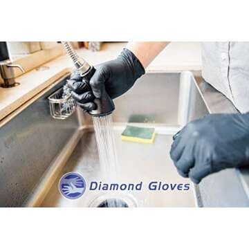 Diamond Gloves Black Advance Nitrile Examination Powder Free Gloves, Black, 6.3 mil, Heavy Duty, Medical Grade, 100/box