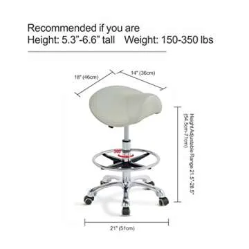 Grace&Grace Ergonomic Rolling Saddle Stool Chair for Comfort