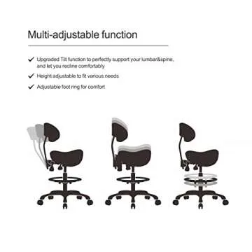 Grace&Grace Ergonomic Rolling Saddle Stool Chair for Comfort