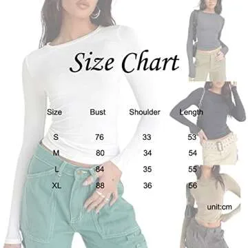 Franhais Women's Casual Basic Crop Tops Slim Fit Long Sleeve Crew Neck Solid Color Fall Pullover Shirts Tight Tee (Black, S)