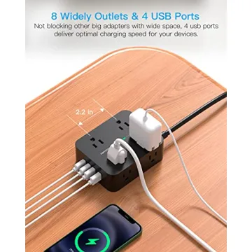 HANYCONY Power Strip Surge Protector with USB Ports