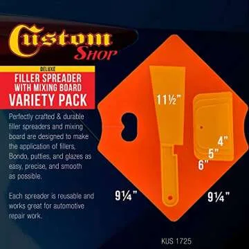 Custom Shop Automotive 1725 Body Filler Mixing Board with Spreaders and Goop Scoop