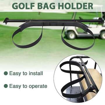 AW Universal Golf Bag Attachment Golf Bag Holder Bracket Rack for Golf Cart Rear Seat Black