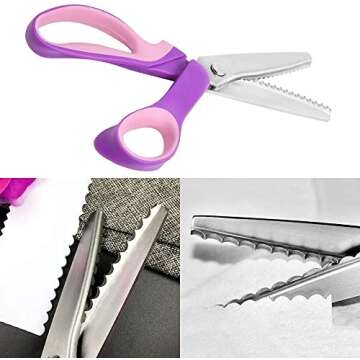 Zig Zag Pinking Shears Scissors for Fabric, Premium Zig Zag Scissors Made of 100% Stainless Steel, Ideal Craft Decorative Edge Sewing Pinking Shears for Fabric Cutting (9.25-inch)