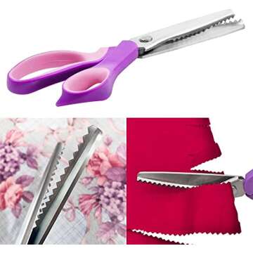 Zig Zag Pinking Shears Scissors for Fabric, Premium Zig Zag Scissors Made of 100% Stainless Steel, Ideal Craft Decorative Edge Sewing Pinking Shears for Fabric Cutting (9.25-inch)
