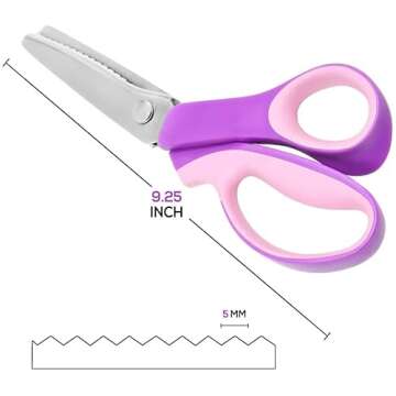 Zig Zag Pinking Shears Scissors for Fabric, Premium Zig Zag Scissors Made of 100% Stainless Steel, Ideal Craft Decorative Edge Sewing Pinking Shears for Fabric Cutting (9.25-inch)