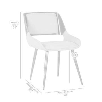 Armen Living Panda Mid Century Modern Dining Chair For Kitchen Office Desk Vanity in Gray Fabric Upholstery and Walnut Wood Finish