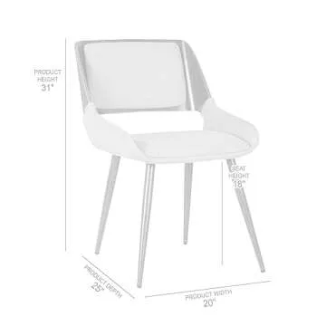 Armen Living Panda Mid Century Modern Dining Chair For Kitchen Office Desk Vanity in Gray Fabric Upholstery and Walnut Wood Finish