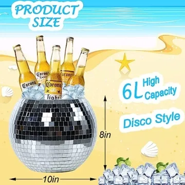 ZHURUININ Disco Ball Ice Bucket for Party Drinks