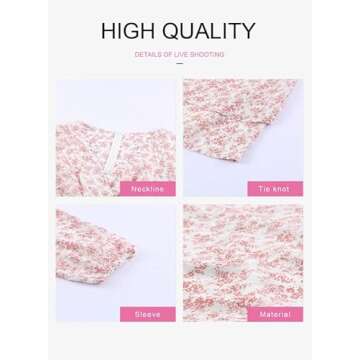 Dokotoo Womens Junior Casual Summer Spring Ruffle Elegant Floral Long Sleeve Tie Knot V Neck Cute Chiffon Boho Beach Tunic Swing A Line Flowy Mini Short Skater Dresses for Women 2024 Pink Small