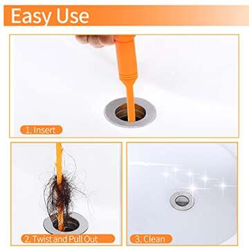 Eucredy 6 Pack Drain Clog Remover, 25 Inch Sink Drain Cleaner Tool (3pcs) and 20 Inch Shower Drain Hair Catcher Snake (3pcs), Drain Auger Cleaning Tool for Kitchen, Bathroom, Sewer, Bathtub, Sink