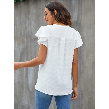 Elegant Blooming Jelly V Neck Ruffle Sleeve Blouse
