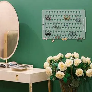 JACKCUBE DESIGN Wall Mount Earring Holder Organizer – Frosted Acrylic Jewelry Display Rack with 94 Holes (Frosted, 15.7 x 9.4 x 0.9 inches) - MK201B