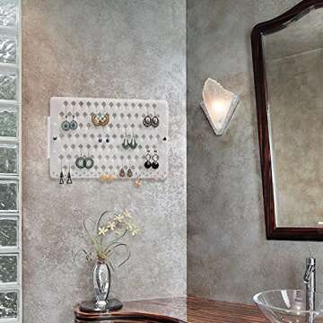 JACKCUBE DESIGN Wall Mount Earring Holder Organizer – Frosted Acrylic Jewelry Display Rack with 94 Holes (Frosted, 15.7 x 9.4 x 0.9 inches) - MK201B