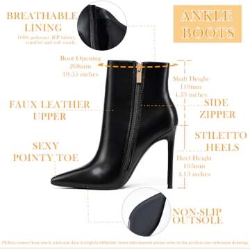GENSHUO Women's Stiletto High Heel Ankle Booties