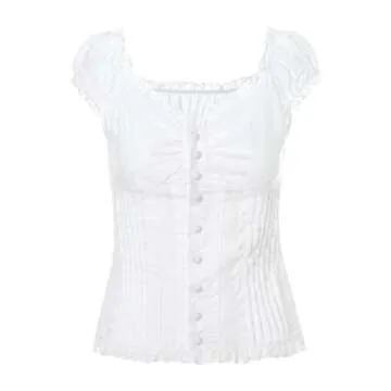 Mxiqqpltky Fairy Grunge Crop Top Short Sleeve Lace Tee