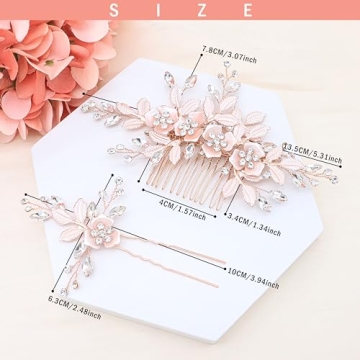 Elegant Oriamour Bridal Hair Pins Set of 3 - Rose Gold