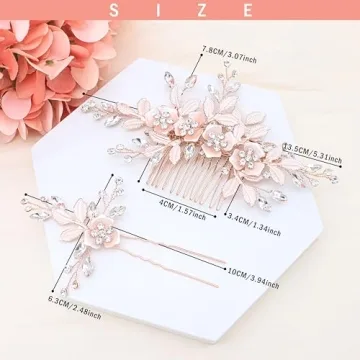 Elegant Oriamour Bridal Hair Pins Set of 3 - Rose Gold