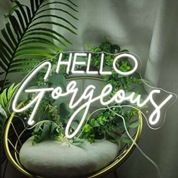 Hello Gorgeous Neon Signs for Wall Decor, 16.9 * 10.7 Inches Hello Gorgeous Neon Lights for Home Party Wedding Bar Club Gifts, Neon Sign Wall Decorations Home Party Decor, INSNEnN