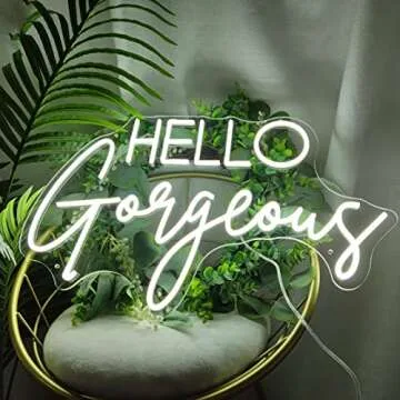 Hello Gorgeous Neon Signs for Wall Decor, 16.9 * 10.7 Inches Hello Gorgeous Neon Lights for Home Party Wedding Bar Club Gifts, Neon Sign Wall Decorations Home Party Decor, INSNEnN