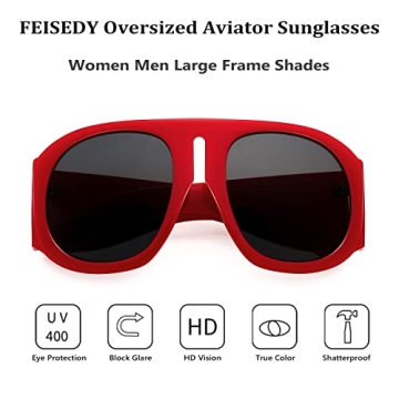 FEISEDY Retro Trendy Aviator Sunglasses - Chic UV400 Protection