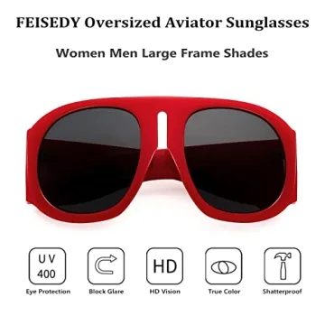 FEISEDY Retro Trendy Aviator Sunglasses - Chic UV400 Protection