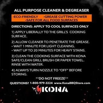 Kona Safe/Clean Grill Cleaner Spray - 23oz Heavy-Duty No-Drip Gel for Grease Removal