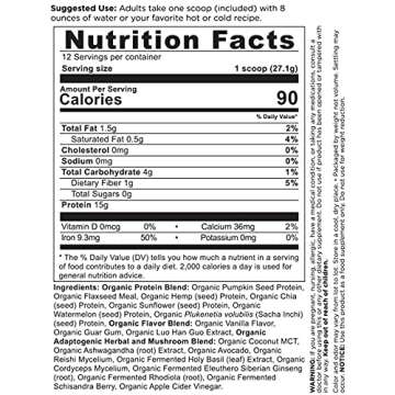 Ancient Nutrition Organic Plant Protein + Vanilla - Vegan Protein Powder